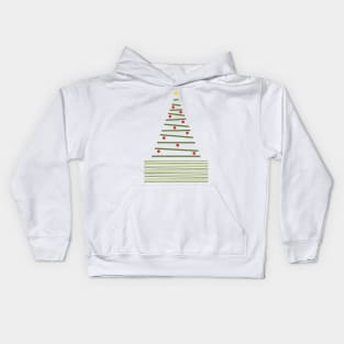 Minimalist Christmas Tree Green Red Light Grey Kids Hoodie